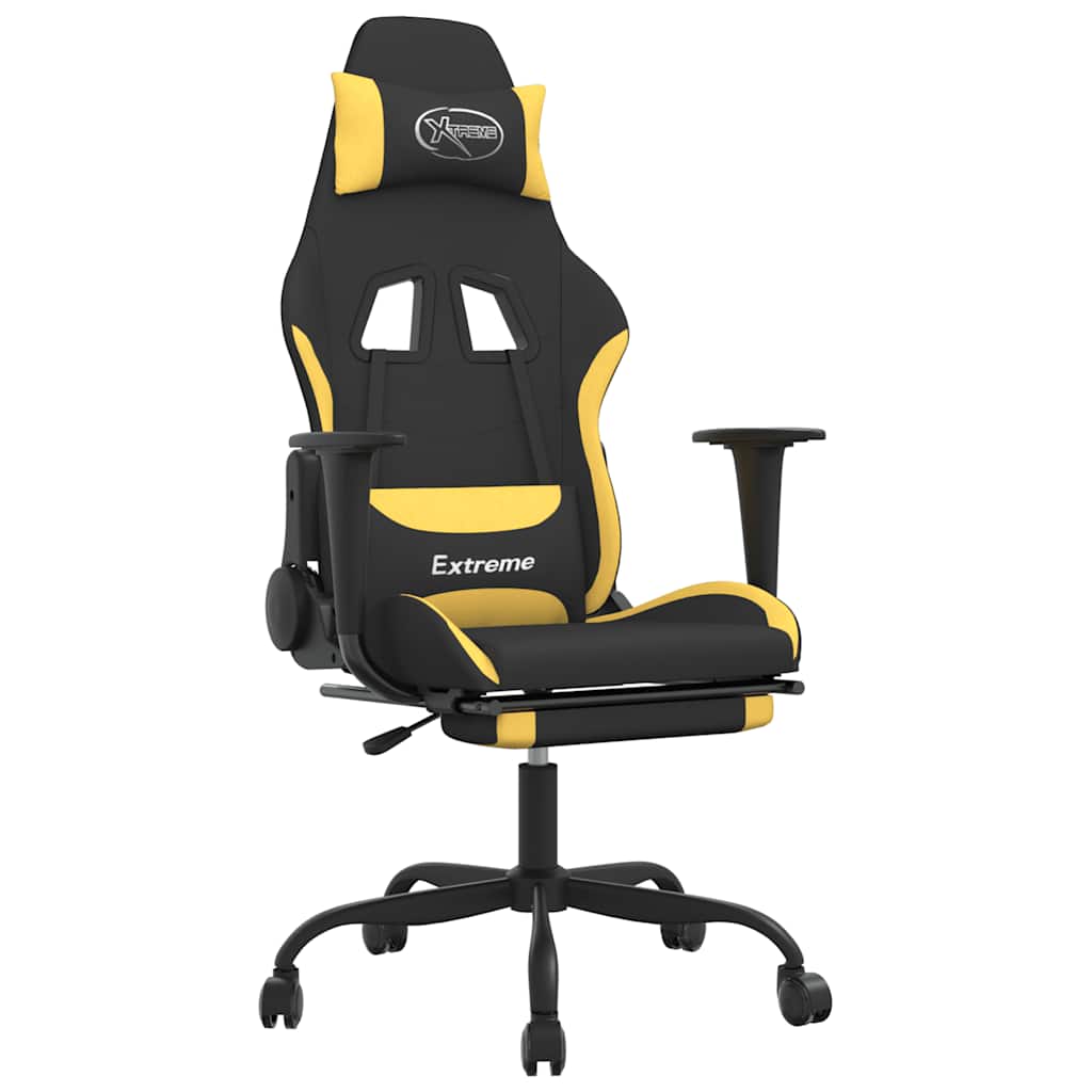 Massage gamestoel met voetensteun stof zwart en geel is nu te koop bij PeponiXL, paradijselijk wonen!