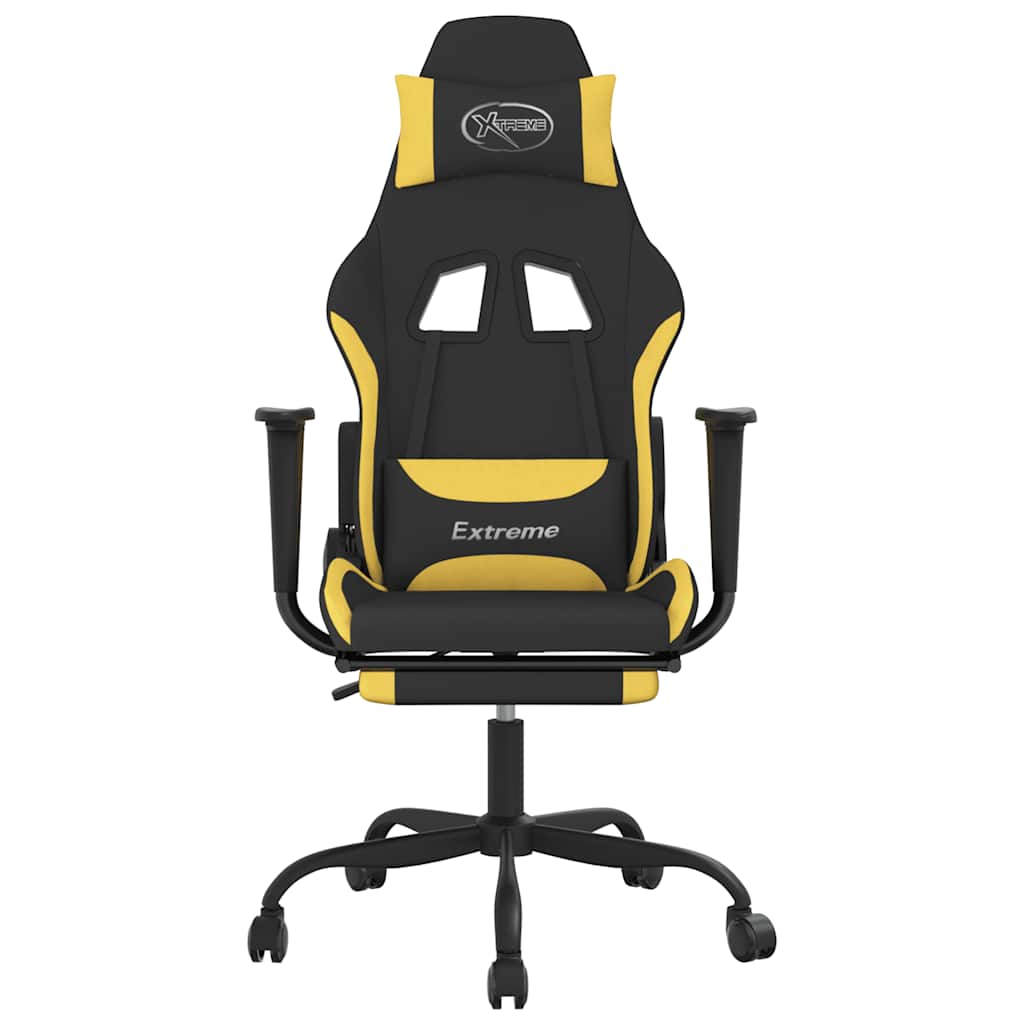 Massage gamestoel met voetensteun stof zwart en geel is nu te koop bij PeponiXL, paradijselijk wonen!