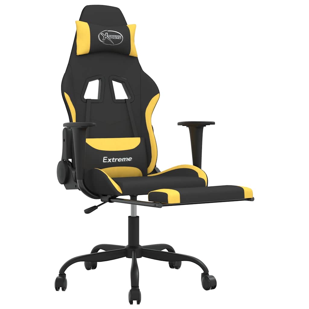 Massage gamestoel met voetensteun stof zwart en geel is nu te koop bij PeponiXL, paradijselijk wonen!