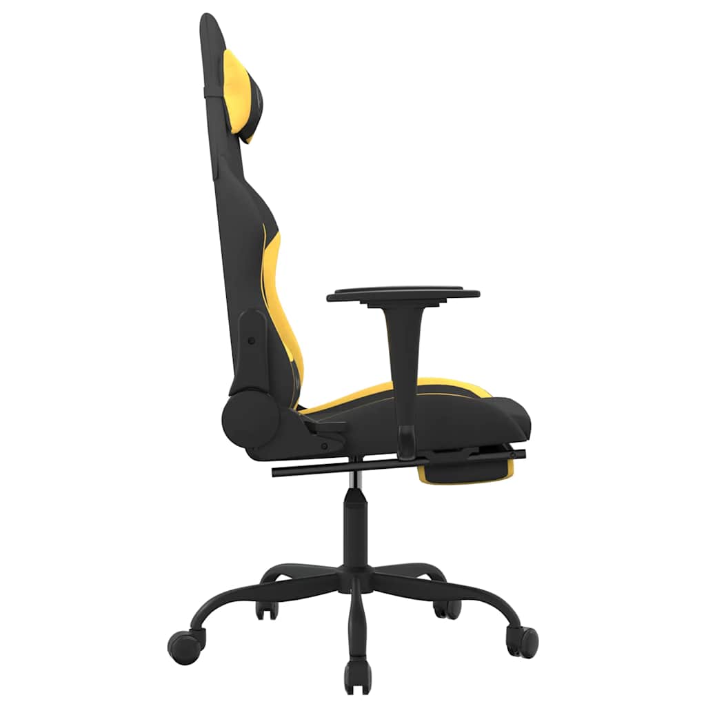 Massage gamestoel met voetensteun stof zwart en geel is nu te koop bij PeponiXL, paradijselijk wonen!