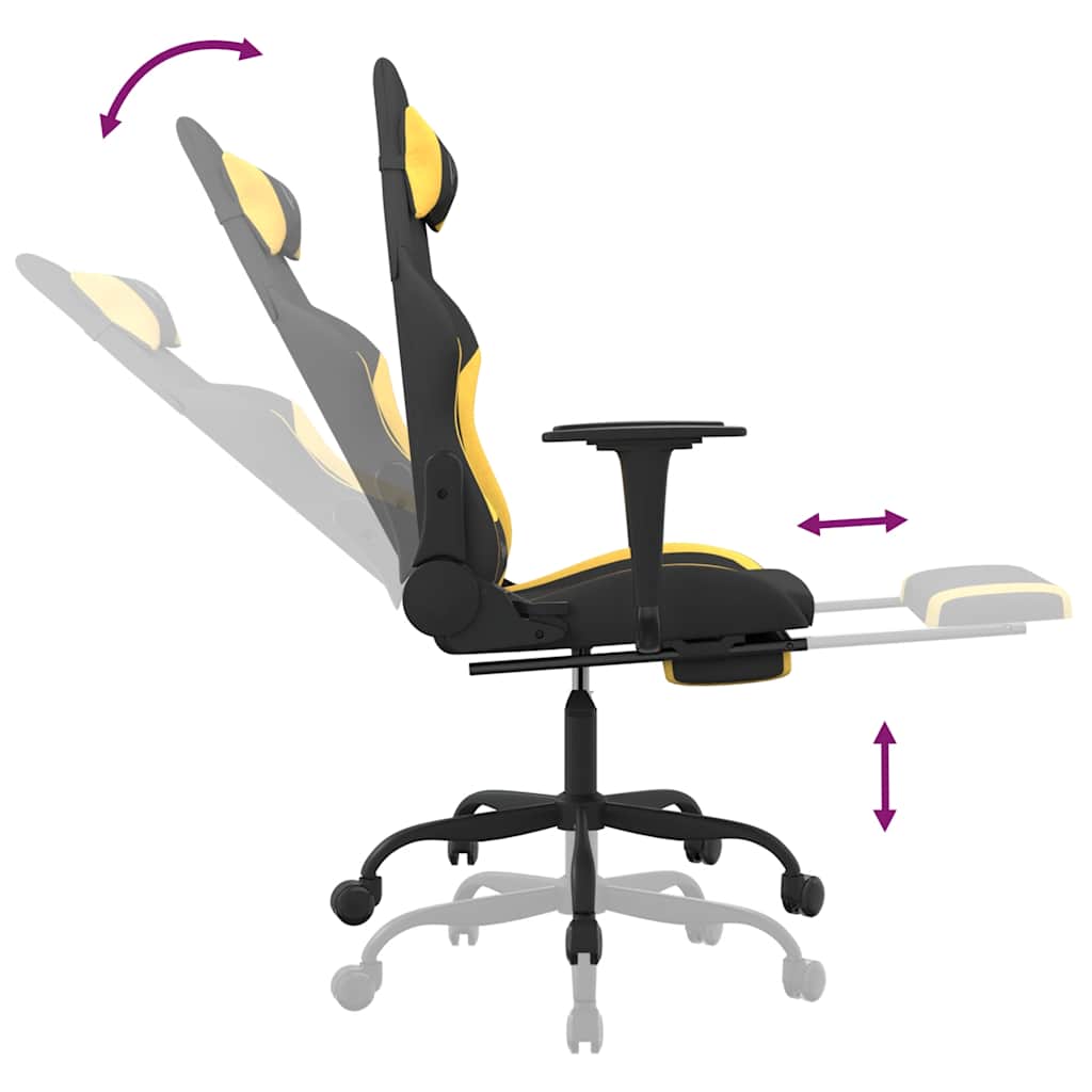 Massage gamestoel met voetensteun stof zwart en geel is nu te koop bij PeponiXL, paradijselijk wonen!