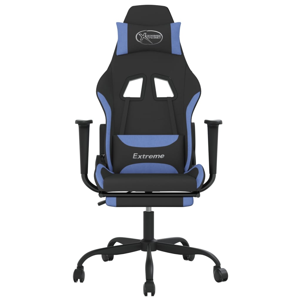 Massage gamestoel met voetensteun stof zwart en blauw is nu te koop bij PeponiXL, paradijselijk wonen!