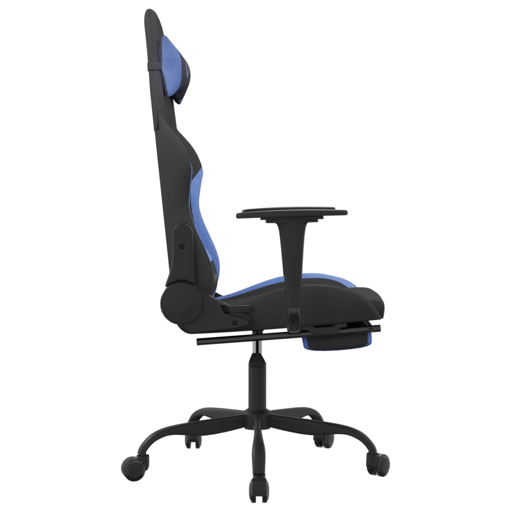 Massage gamestoel met voetensteun stof zwart en blauw is nu te koop bij PeponiXL, paradijselijk wonen!