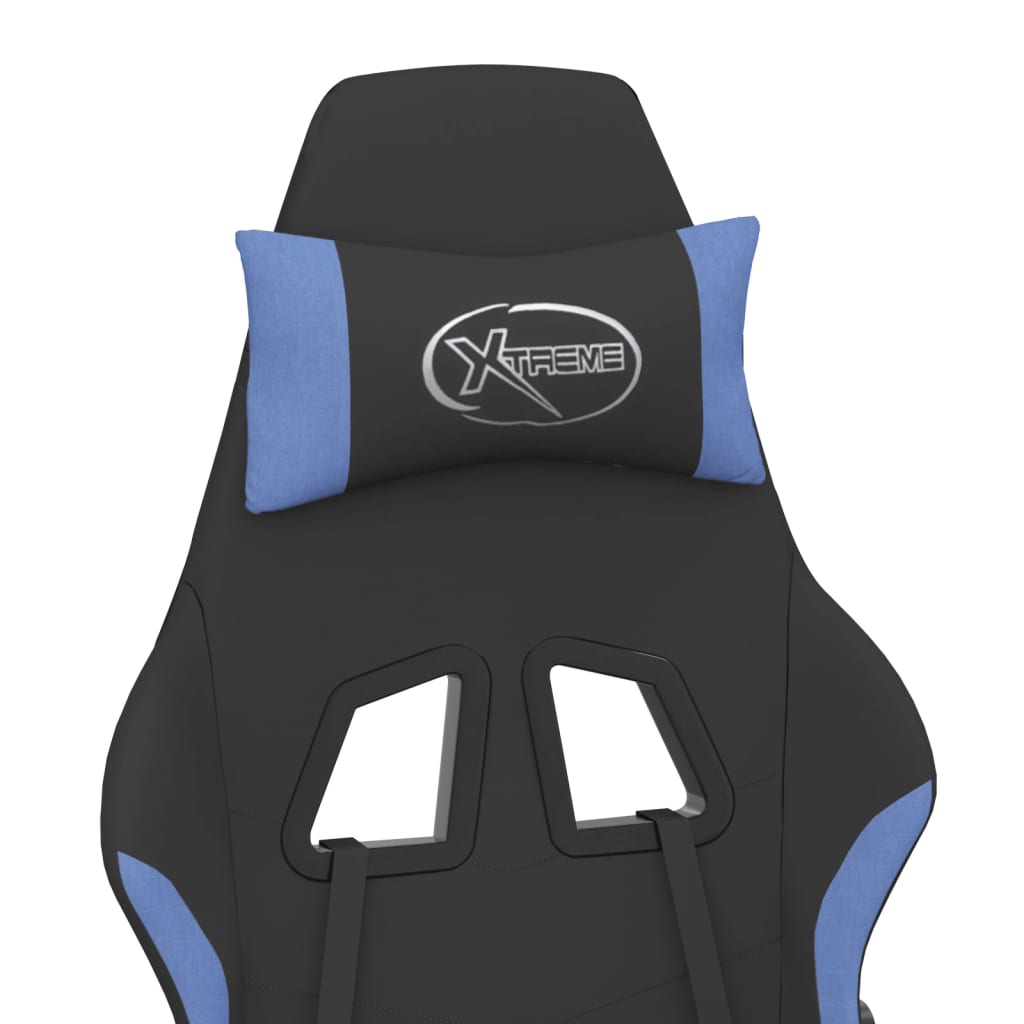 Massage gamestoel met voetensteun stof zwart en blauw is nu te koop bij PeponiXL, paradijselijk wonen!