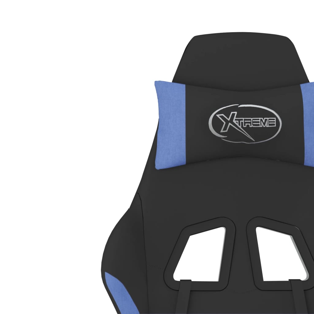 Massage gamestoel met voetensteun stof zwart en blauw is nu te koop bij PeponiXL, paradijselijk wonen!