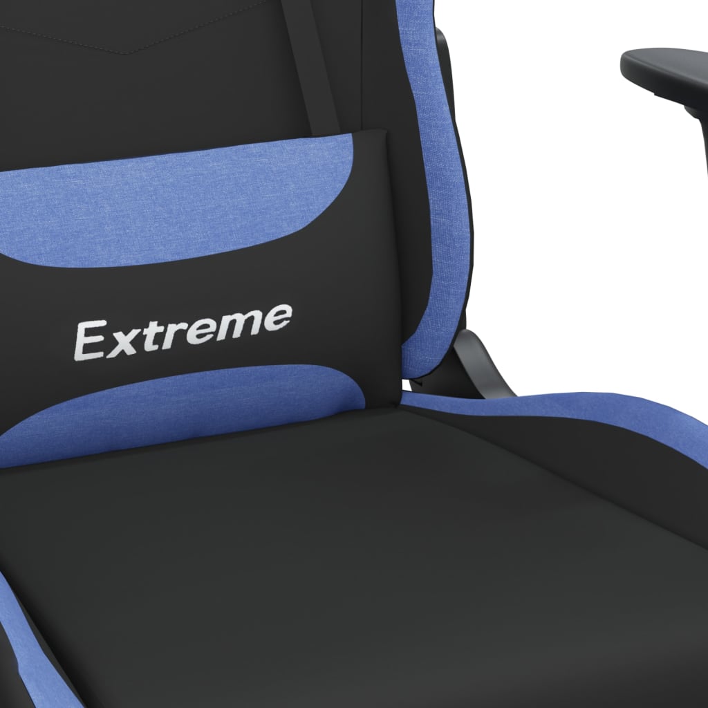Massage gamestoel met voetensteun stof zwart en blauw is nu te koop bij PeponiXL, paradijselijk wonen!
