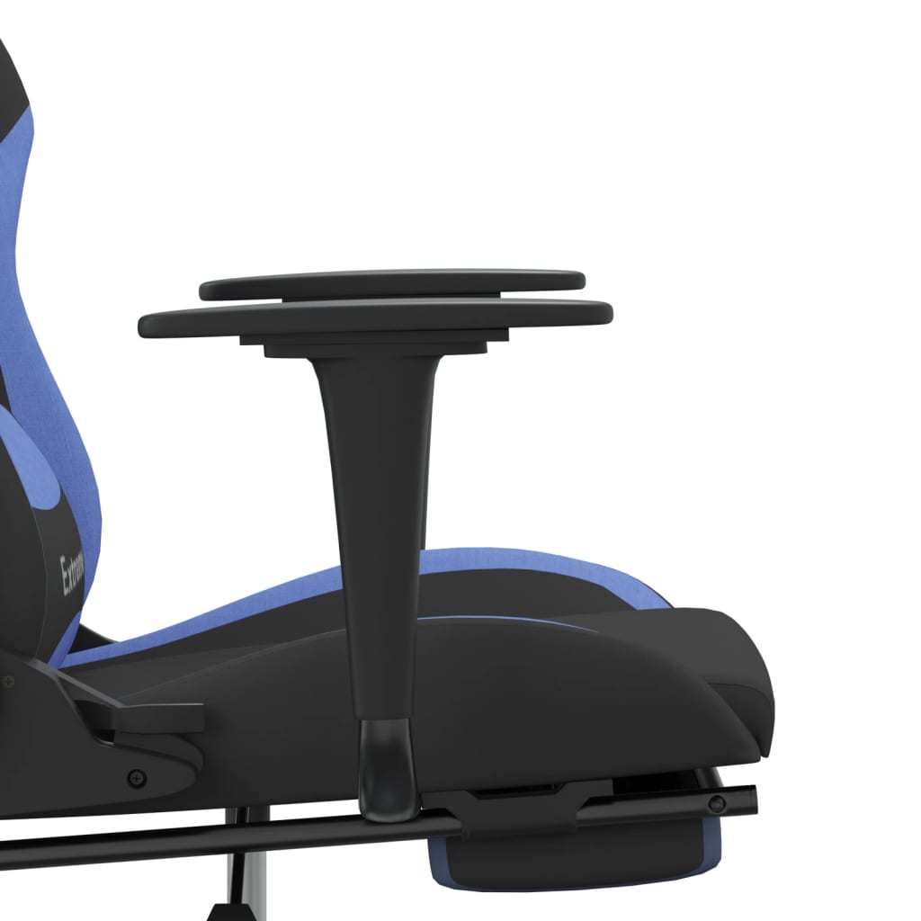 Massage gamestoel met voetensteun stof zwart en blauw is nu te koop bij PeponiXL, paradijselijk wonen!