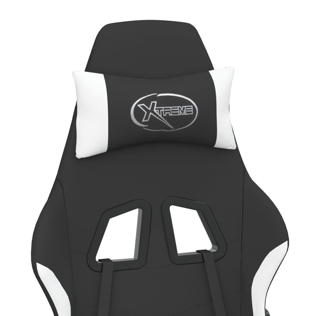 Massage gamestoel met voetensteun stof zwart en wit is nu te koop bij PeponiXL, paradijselijk wonen!