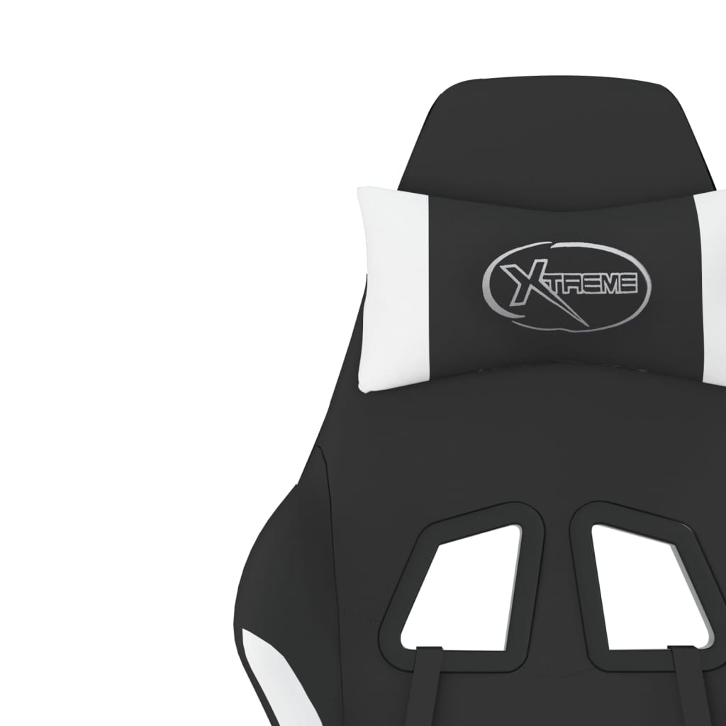 Massage gamestoel met voetensteun stof zwart en wit is nu te koop bij PeponiXL, paradijselijk wonen!