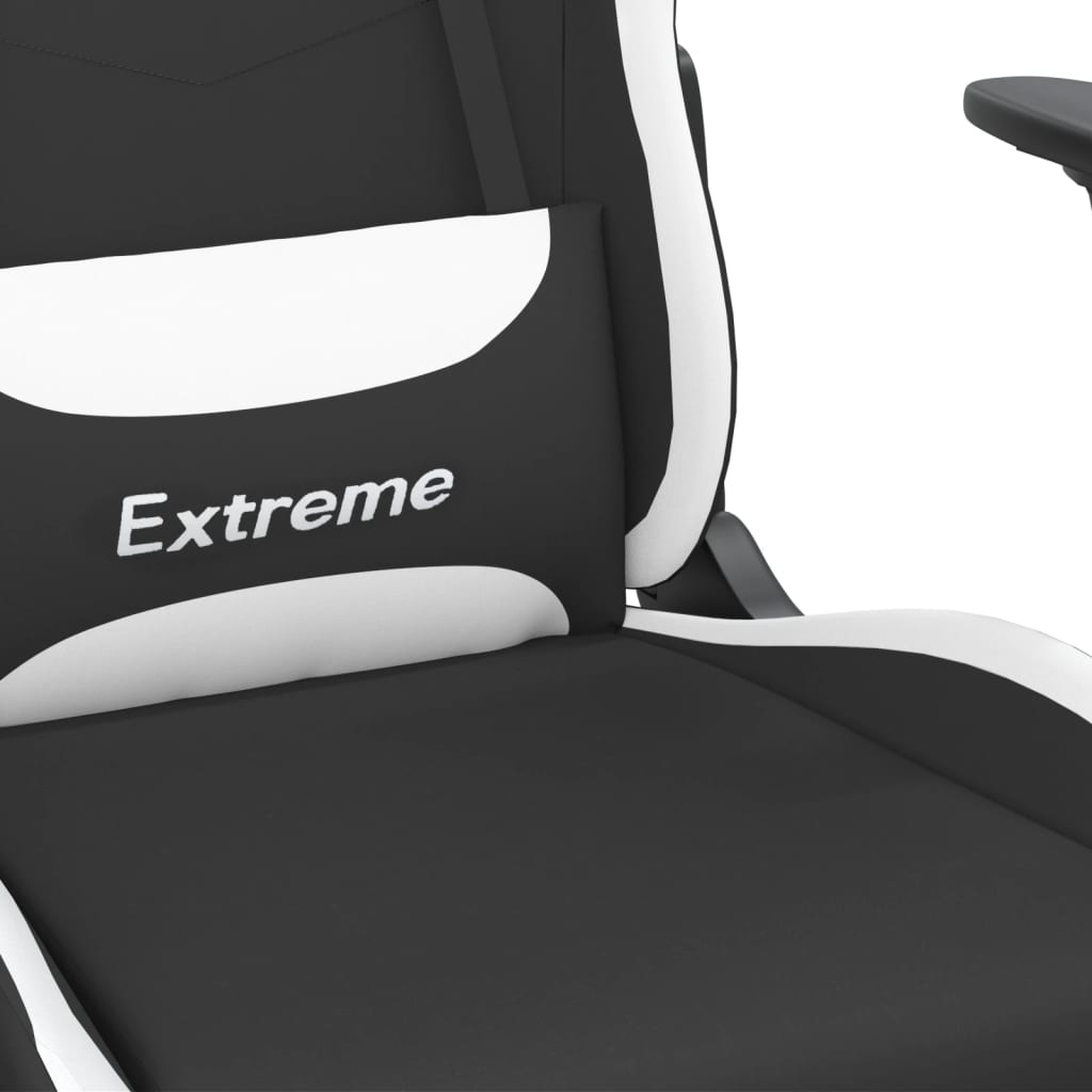 Massage gamestoel met voetensteun stof zwart en wit is nu te koop bij PeponiXL, paradijselijk wonen!