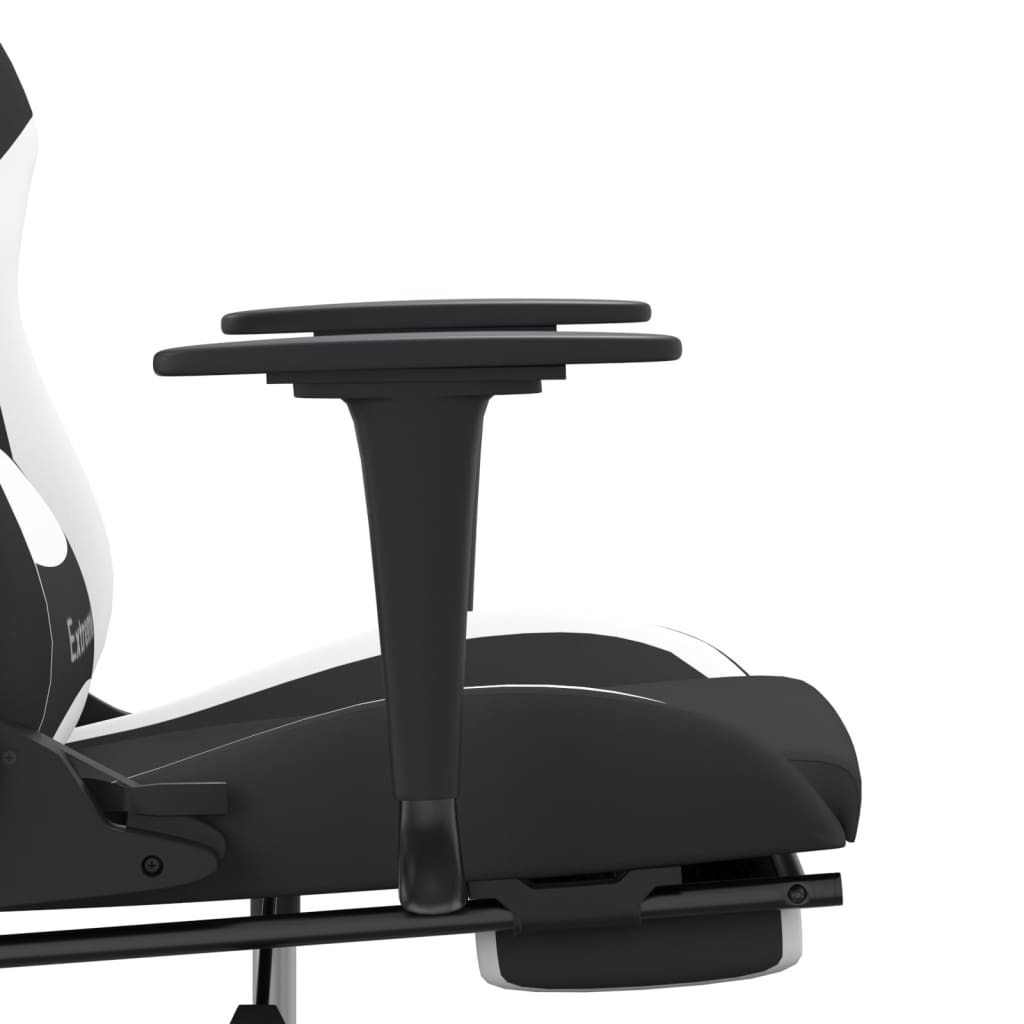 Massage gamestoel met voetensteun stof zwart en wit is nu te koop bij PeponiXL, paradijselijk wonen!