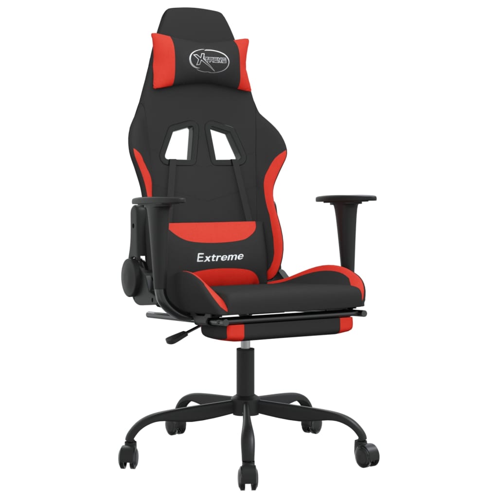 Massage gamestoel met voetensteun stof zwart en rood is nu te koop bij PeponiXL, paradijselijk wonen!