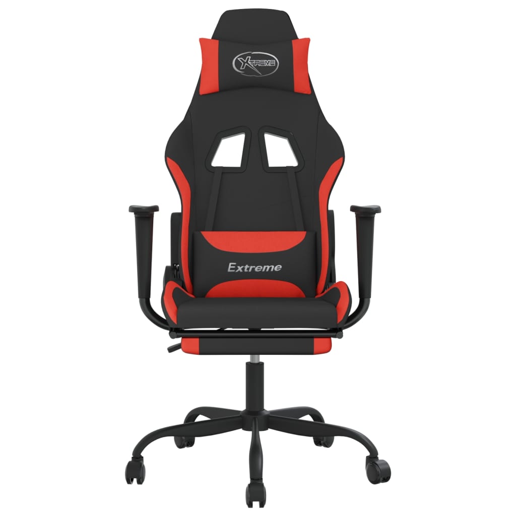 Massage gamestoel met voetensteun stof zwart en rood is nu te koop bij PeponiXL, paradijselijk wonen!