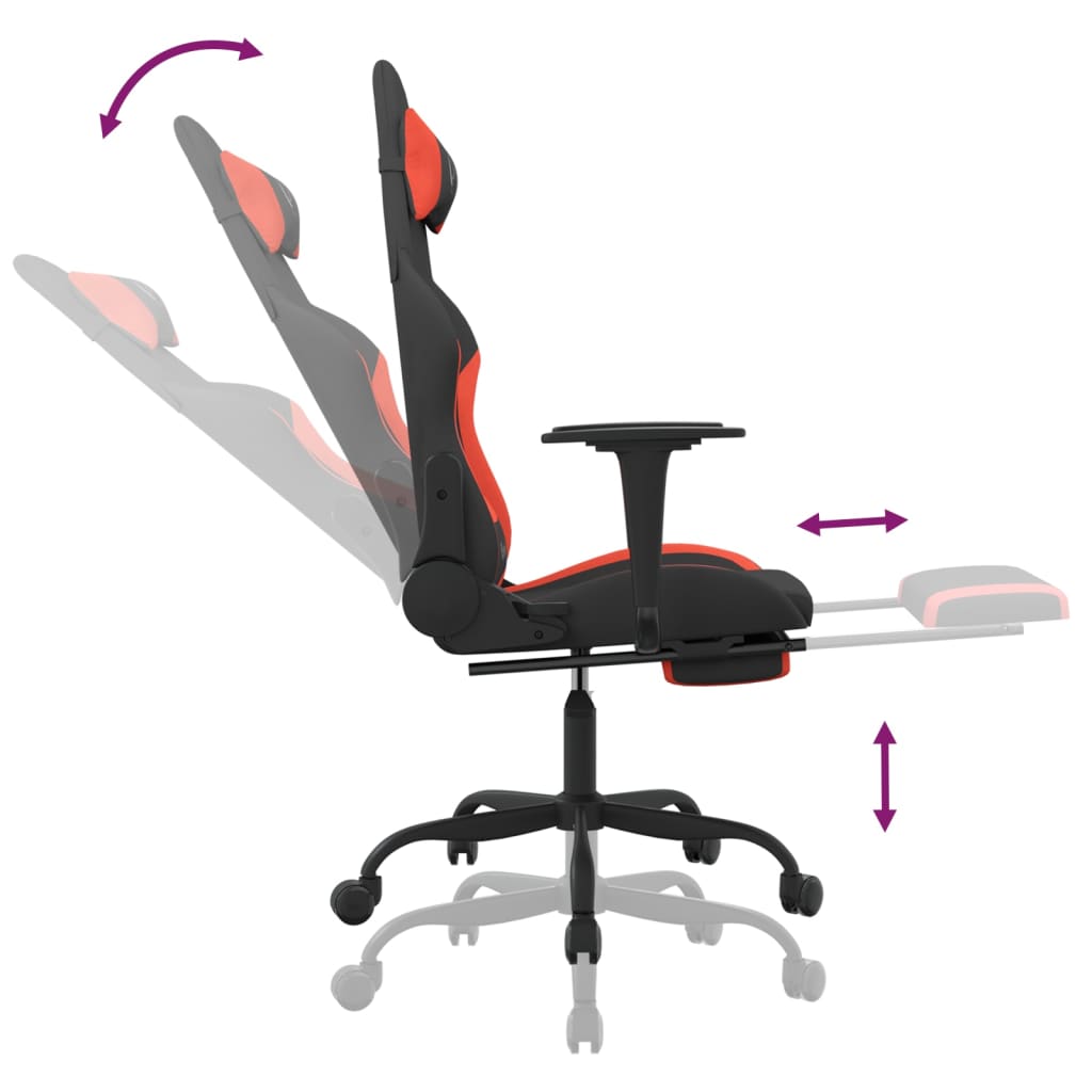Massage gamestoel met voetensteun stof zwart en rood is nu te koop bij PeponiXL, paradijselijk wonen!