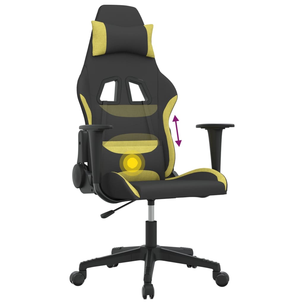 Massage gamestoel stof zwart en lichtgroen is nu te koop bij PeponiXL, paradijselijk wonen!