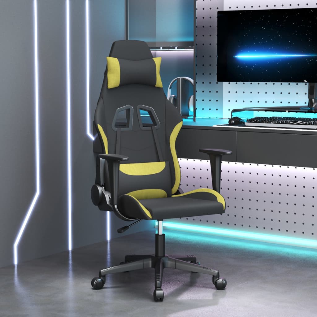 Massage gamestoel stof zwart en lichtgroen is nu te koop bij PeponiXL, paradijselijk wonen!
