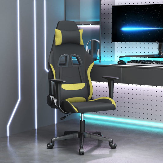 Massage gamestoel stof zwart en lichtgroen is nu te koop bij PeponiXL, paradijselijk wonen!