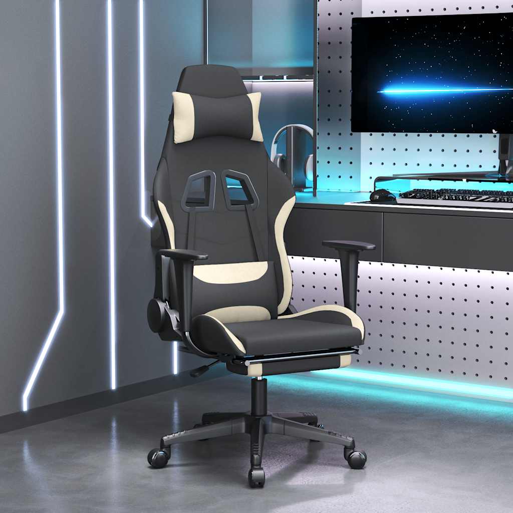 Gamestoel met voetensteun en massagefunctie stof zwart en rood is nu te koop bij PeponiXL, paradijselijk wonen!