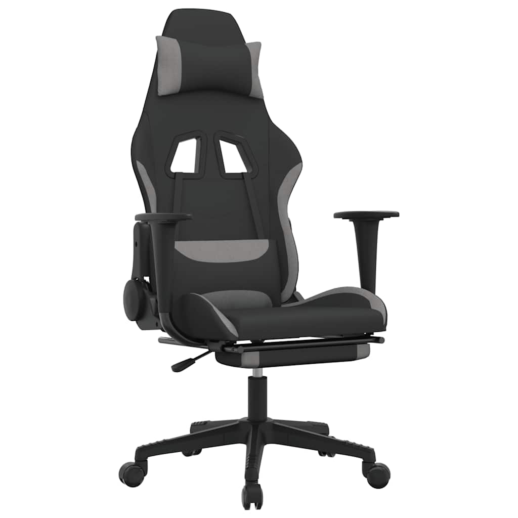 Massage gamestoel met voetensteun stof zwart en lichtgrijs is nu te koop bij PeponiXL, paradijselijk wonen!