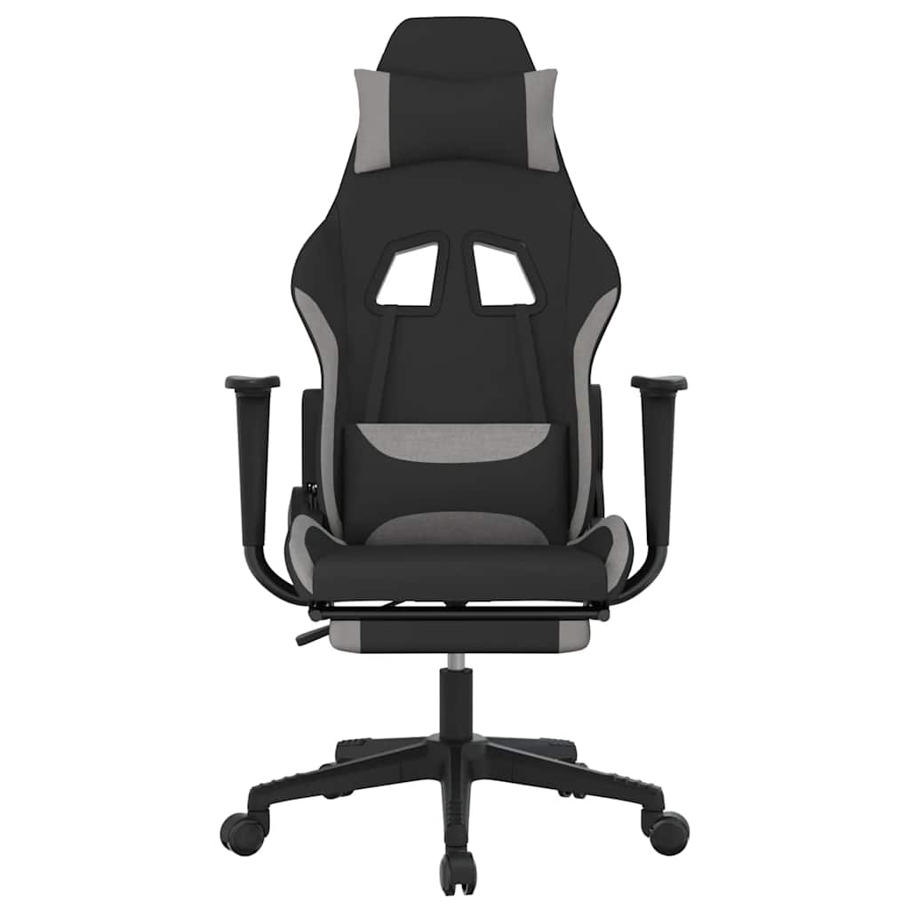 Massage gamestoel met voetensteun stof zwart en lichtgrijs is nu te koop bij PeponiXL, paradijselijk wonen!