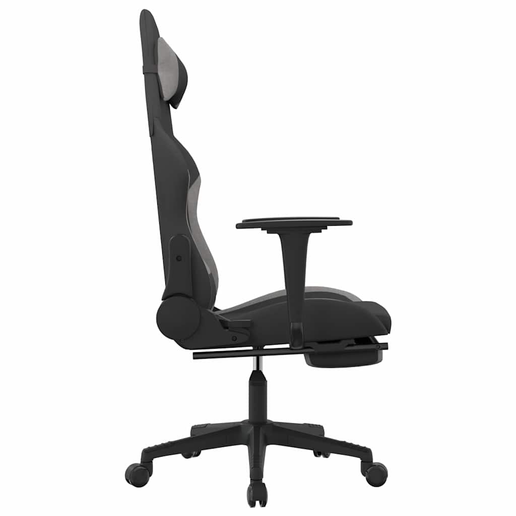 Massage gamestoel met voetensteun stof zwart en lichtgrijs is nu te koop bij PeponiXL, paradijselijk wonen!