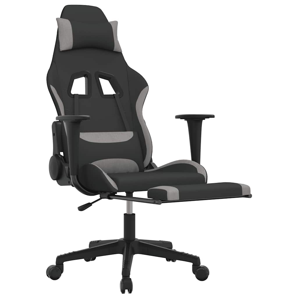 Massage gamestoel met voetensteun stof zwart en lichtgrijs is nu te koop bij PeponiXL, paradijselijk wonen!