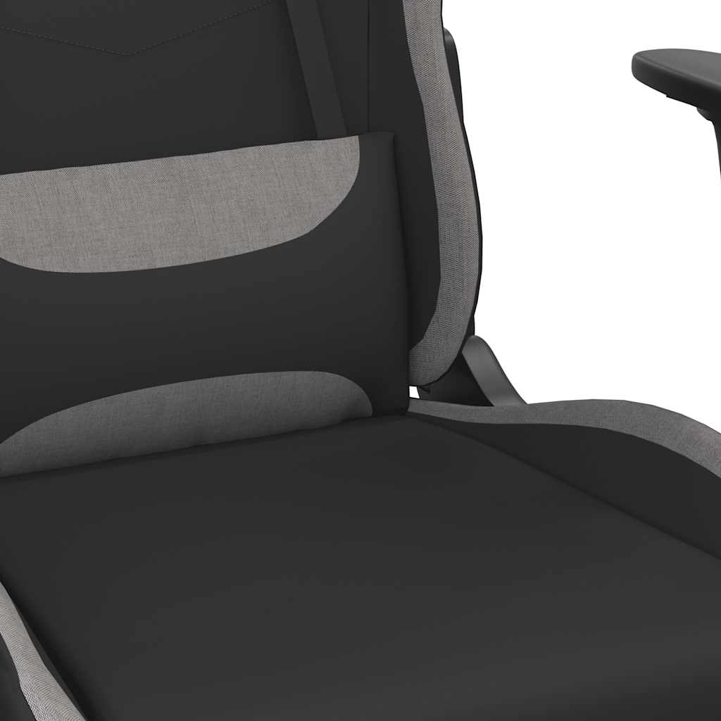 Massage gamestoel met voetensteun stof zwart en lichtgrijs is nu te koop bij PeponiXL, paradijselijk wonen!