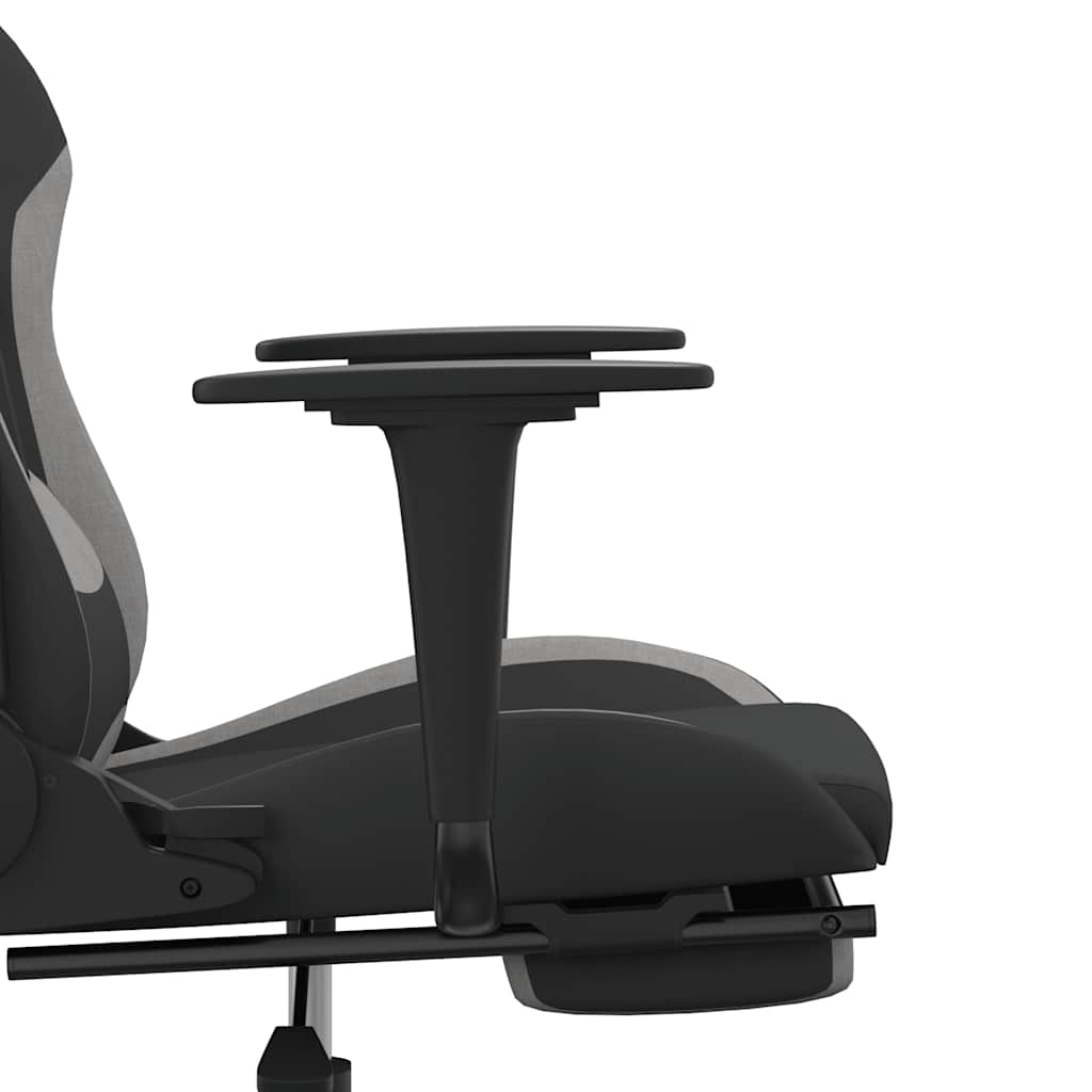 Massage gamestoel met voetensteun stof zwart en lichtgrijs is nu te koop bij PeponiXL, paradijselijk wonen!