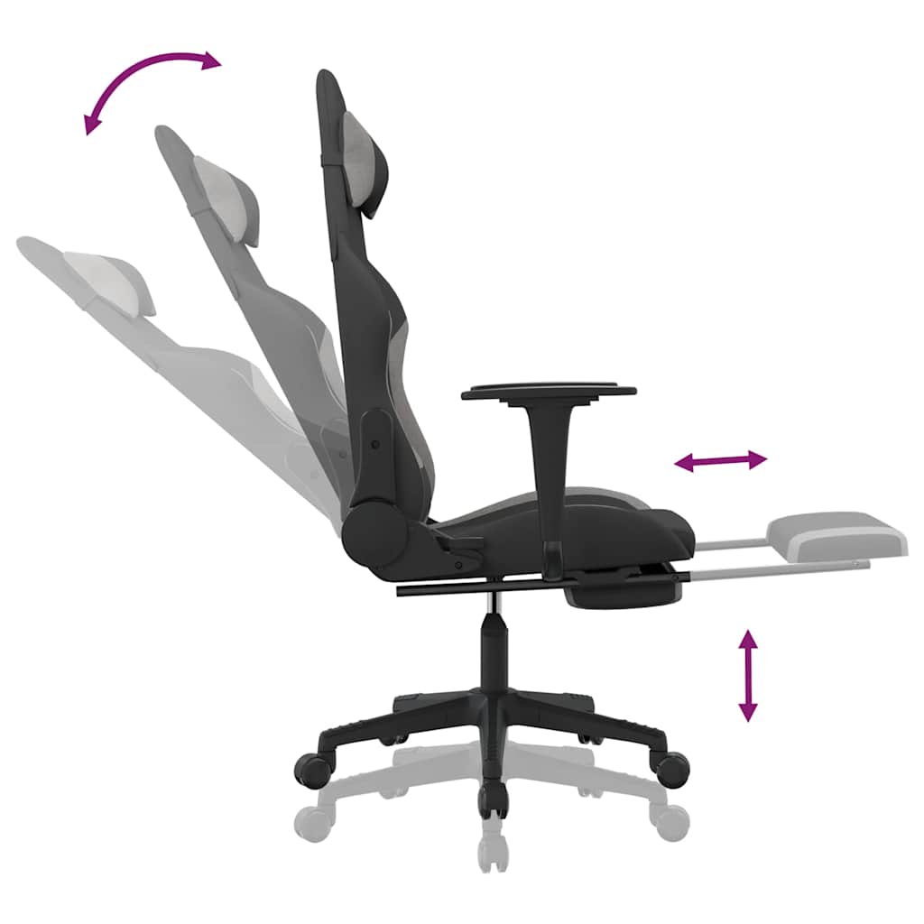 Massage gamestoel met voetensteun stof zwart en lichtgrijs is nu te koop bij PeponiXL, paradijselijk wonen!