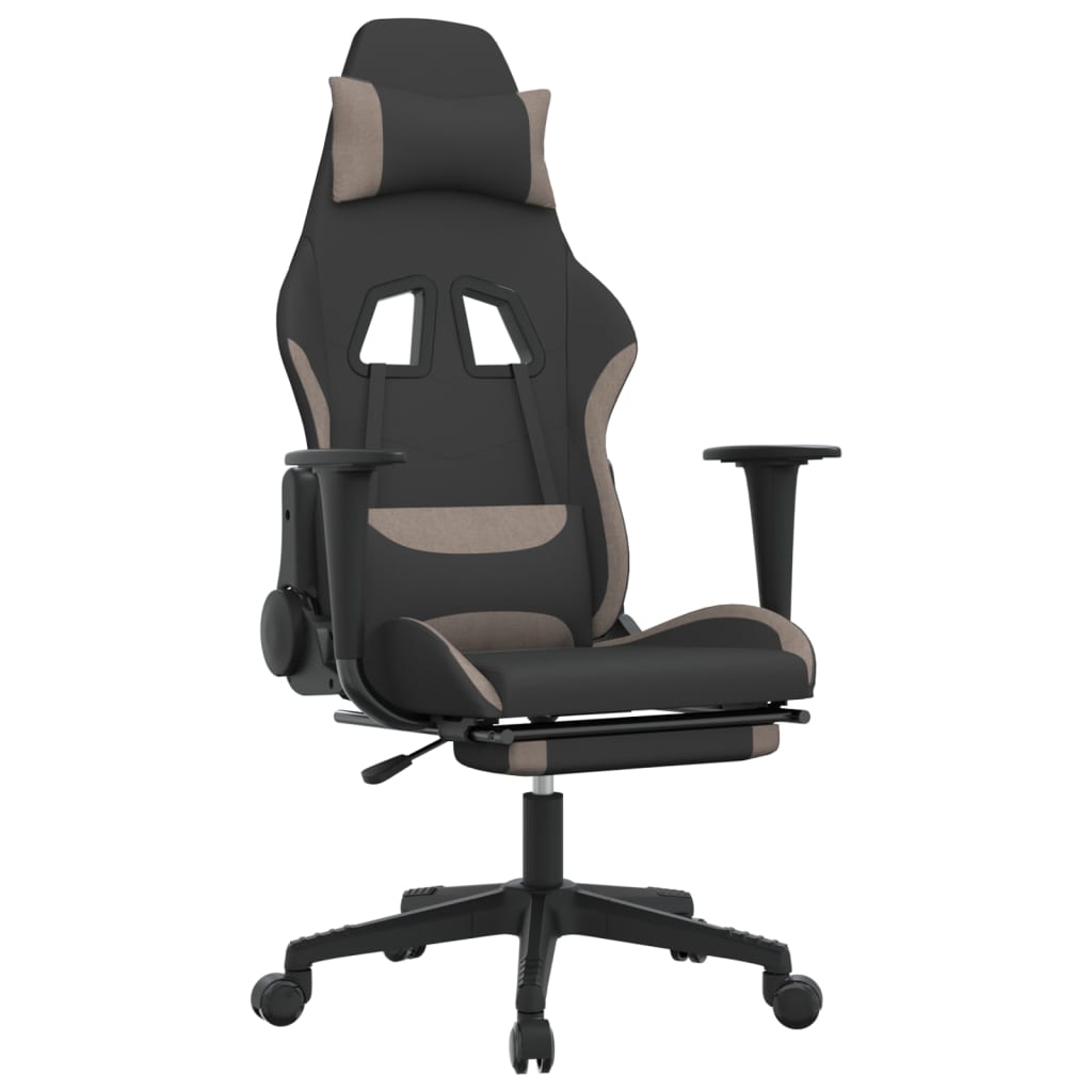 Massage gamestoel met voetensteun stof zwart en taupe is nu te koop bij PeponiXL, paradijselijk wonen!