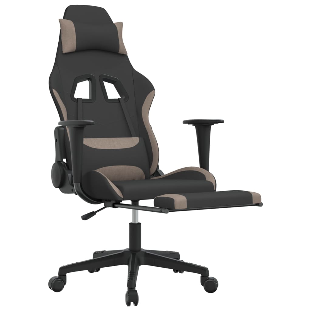 Massage gamestoel met voetensteun stof zwart en taupe is nu te koop bij PeponiXL, paradijselijk wonen!