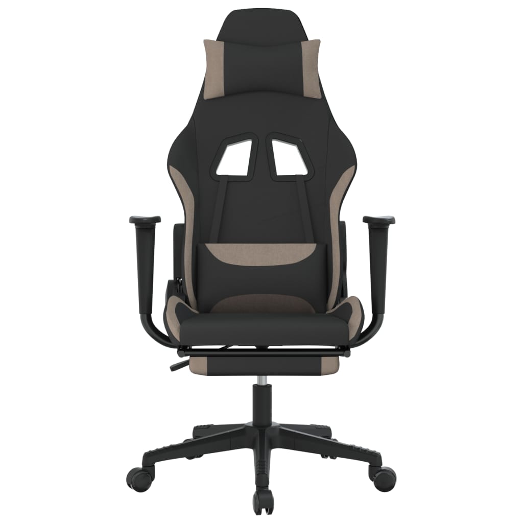 Massage gamestoel met voetensteun stof zwart en taupe is nu te koop bij PeponiXL, paradijselijk wonen!