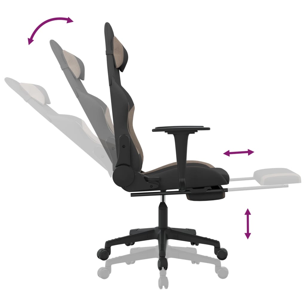 Massage gamestoel met voetensteun stof zwart en taupe is nu te koop bij PeponiXL, paradijselijk wonen!