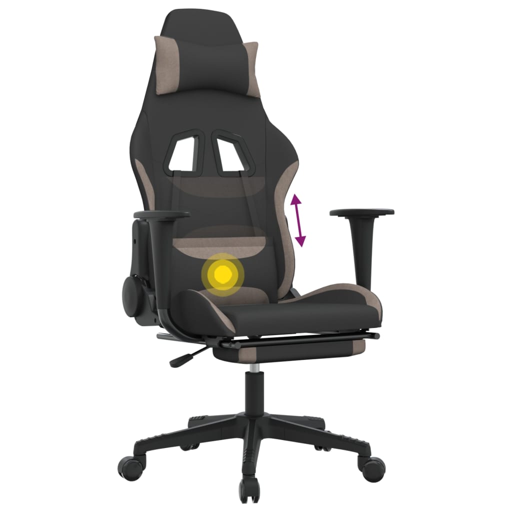 Massage gamestoel met voetensteun stof zwart en taupe is nu te koop bij PeponiXL, paradijselijk wonen!