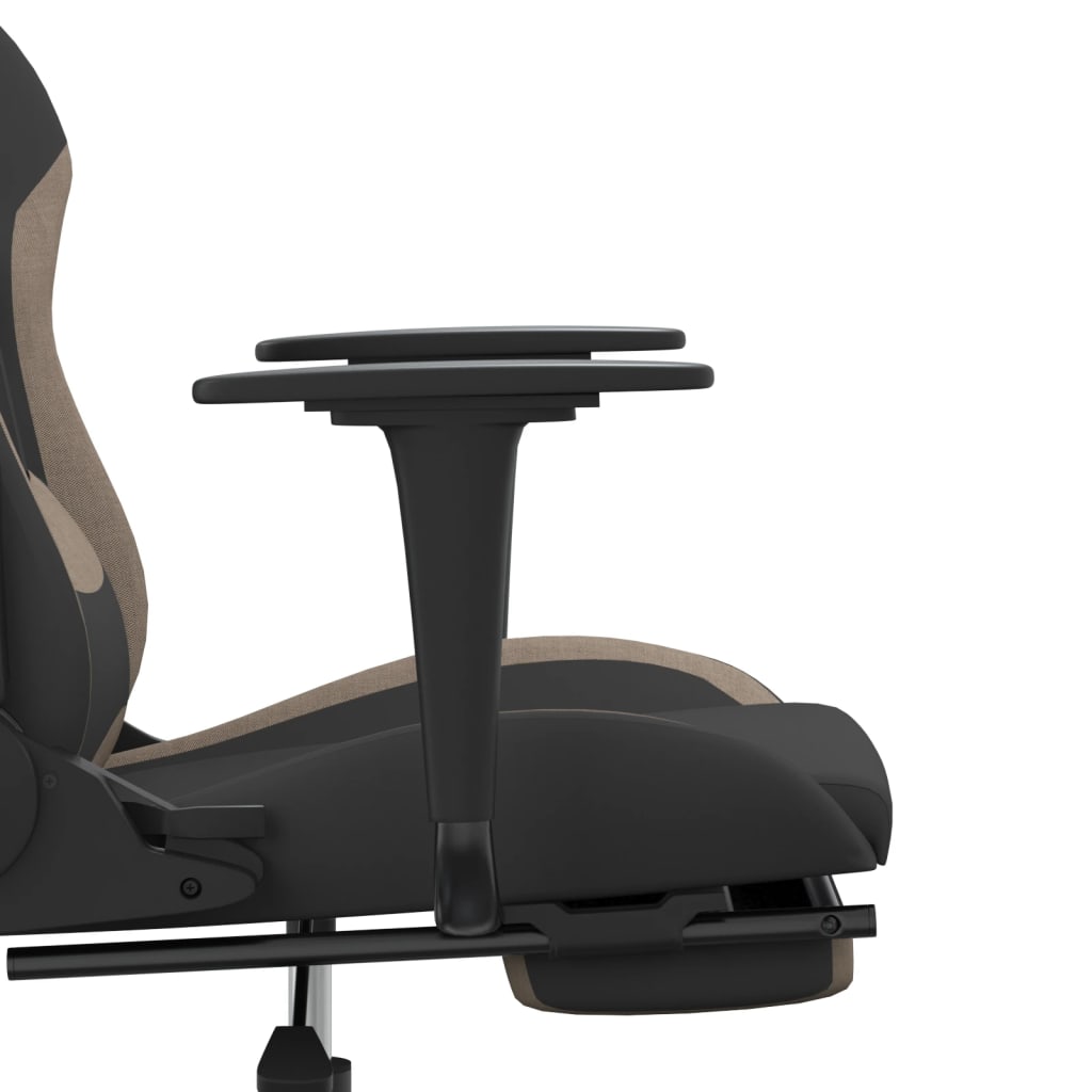 Massage gamestoel met voetensteun stof zwart en taupe is nu te koop bij PeponiXL, paradijselijk wonen!