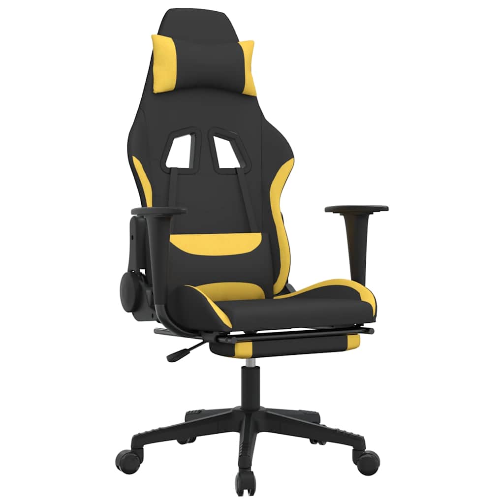 Massage gamestoel met voetensteun stof zwart en geel is nu te koop bij PeponiXL, paradijselijk wonen!