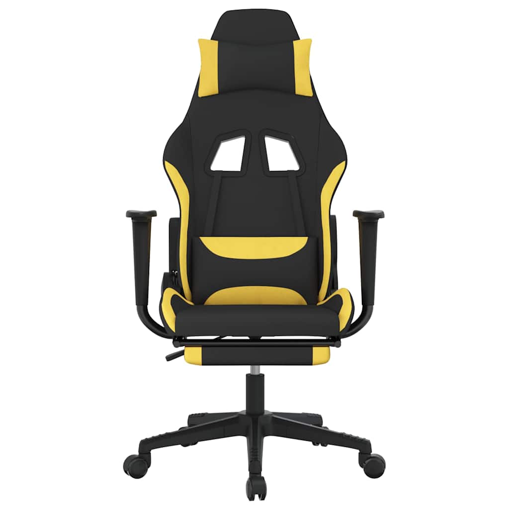 Massage gamestoel met voetensteun stof zwart en geel is nu te koop bij PeponiXL, paradijselijk wonen!