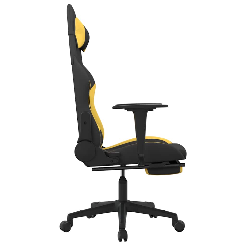 Massage gamestoel met voetensteun stof zwart en geel is nu te koop bij PeponiXL, paradijselijk wonen!