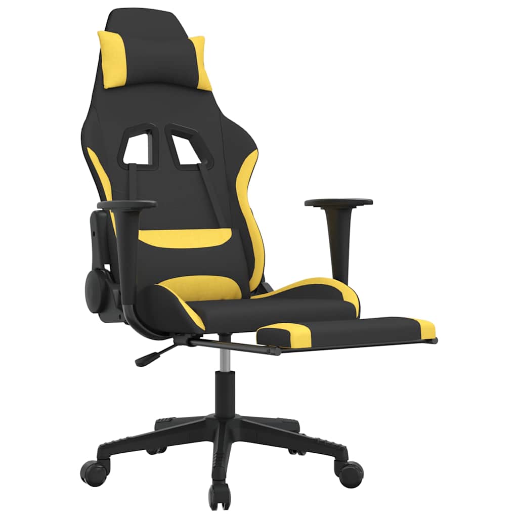 Massage gamestoel met voetensteun stof zwart en geel is nu te koop bij PeponiXL, paradijselijk wonen!