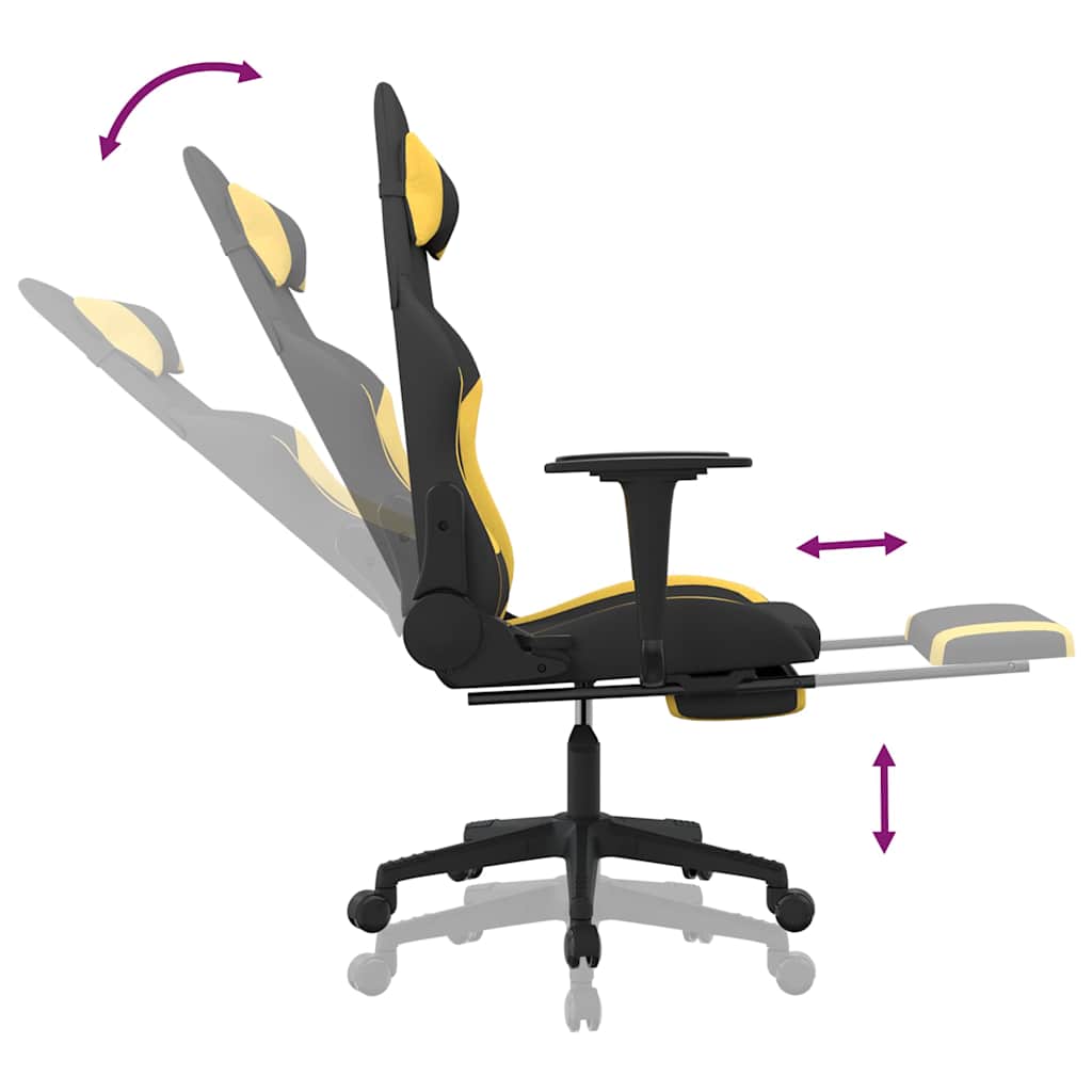 Massage gamestoel met voetensteun stof zwart en geel is nu te koop bij PeponiXL, paradijselijk wonen!