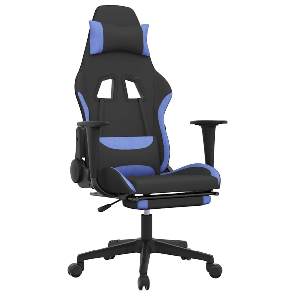 Massage gamestoel met voetensteun stof zwart en blauw is nu te koop bij PeponiXL, paradijselijk wonen!