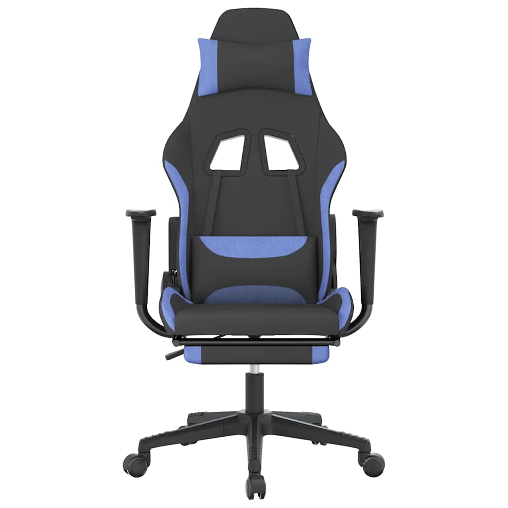 Massage gamestoel met voetensteun stof zwart en blauw is nu te koop bij PeponiXL, paradijselijk wonen!
