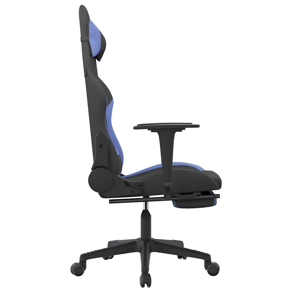 Massage gamestoel met voetensteun stof zwart en blauw is nu te koop bij PeponiXL, paradijselijk wonen!