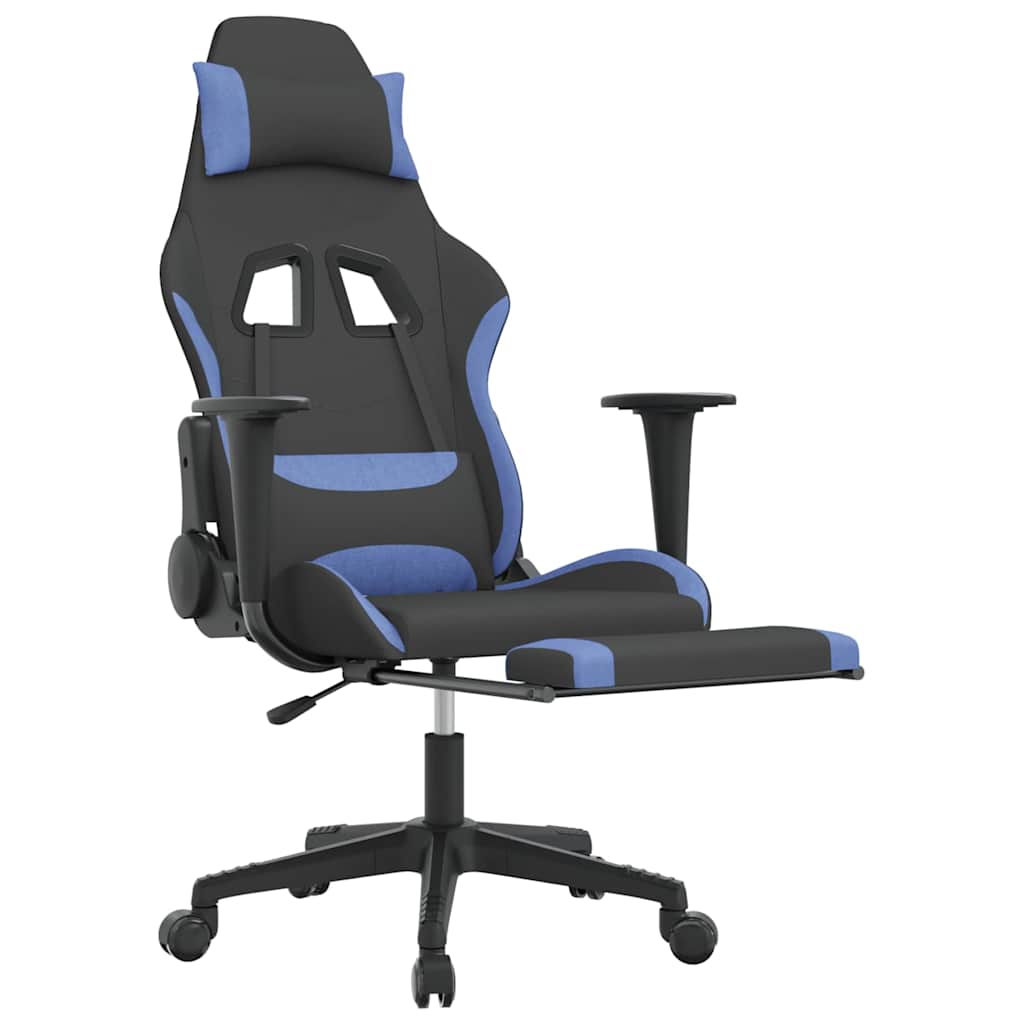 Massage gamestoel met voetensteun stof zwart en blauw is nu te koop bij PeponiXL, paradijselijk wonen!