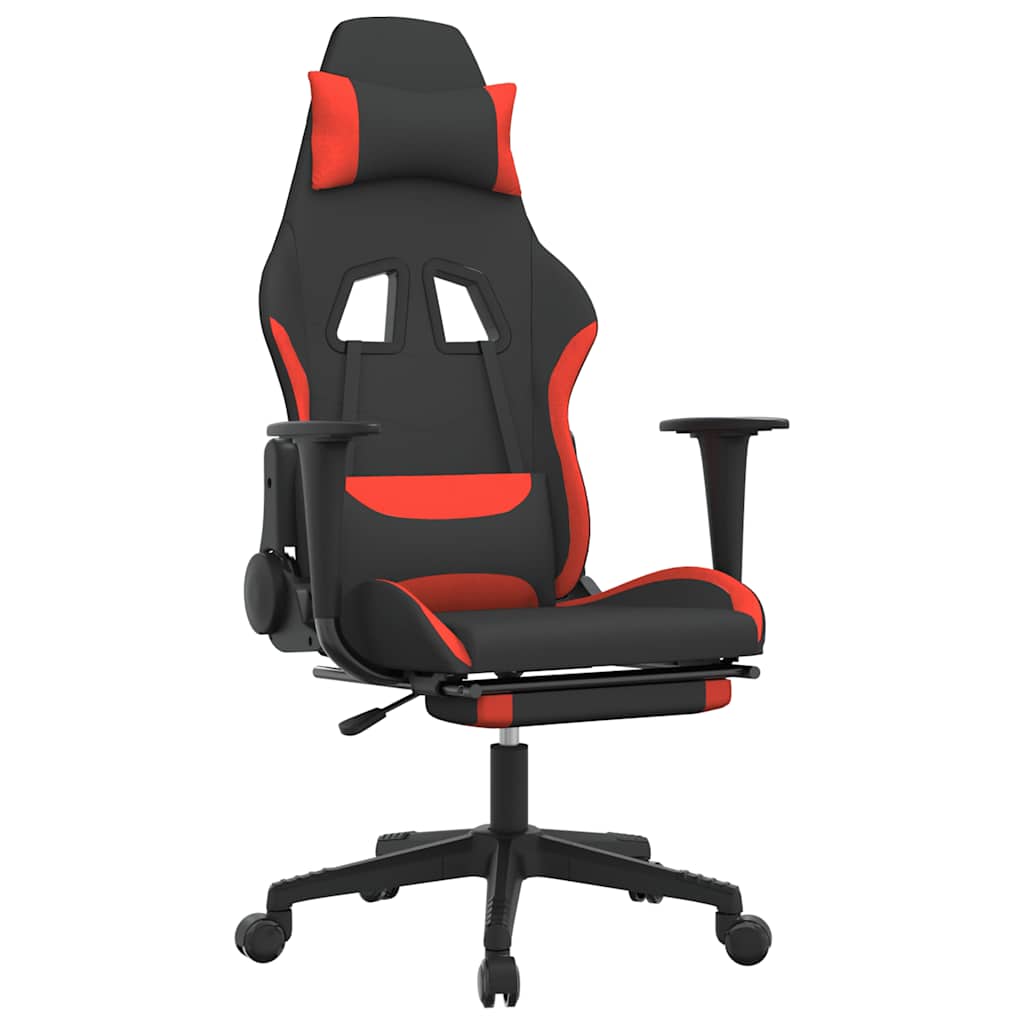 Massage gamestoel met voetensteun stof zwart en rood is nu te koop bij PeponiXL, paradijselijk wonen!
