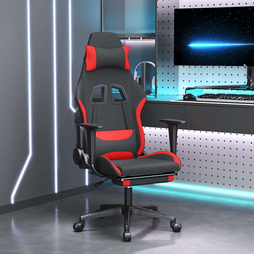 Massage gamestoel met voetensteun stof zwart en rood is nu te koop bij PeponiXL, paradijselijk wonen!