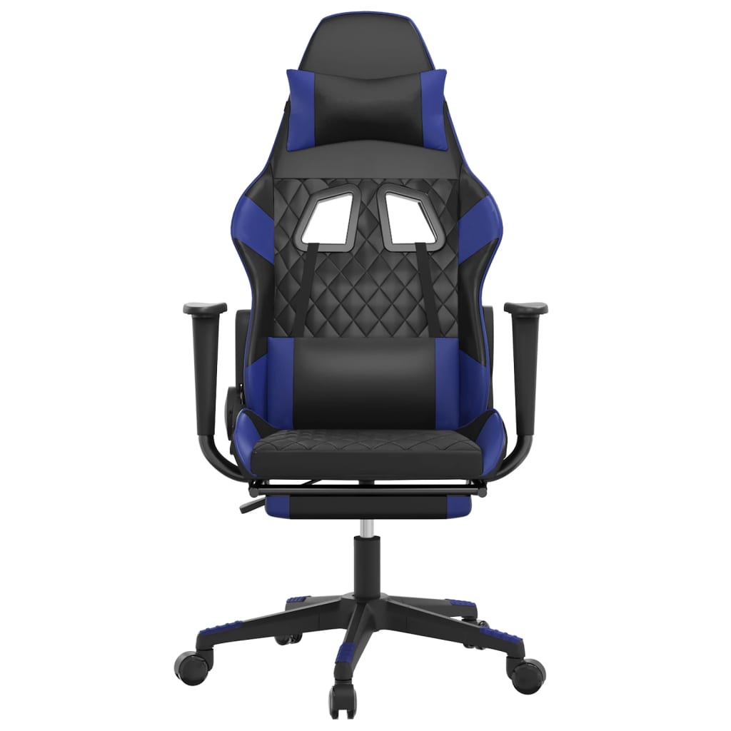 Massage gamestoel met voetensteun kunstleer zwart en blauw is nu te koop bij PeponiXL, paradijselijk wonen!