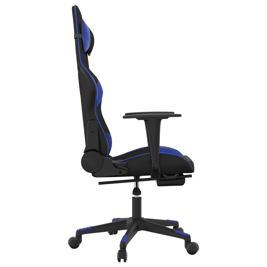 Massage gamestoel met voetensteun kunstleer zwart en blauw is nu te koop bij PeponiXL, paradijselijk wonen!