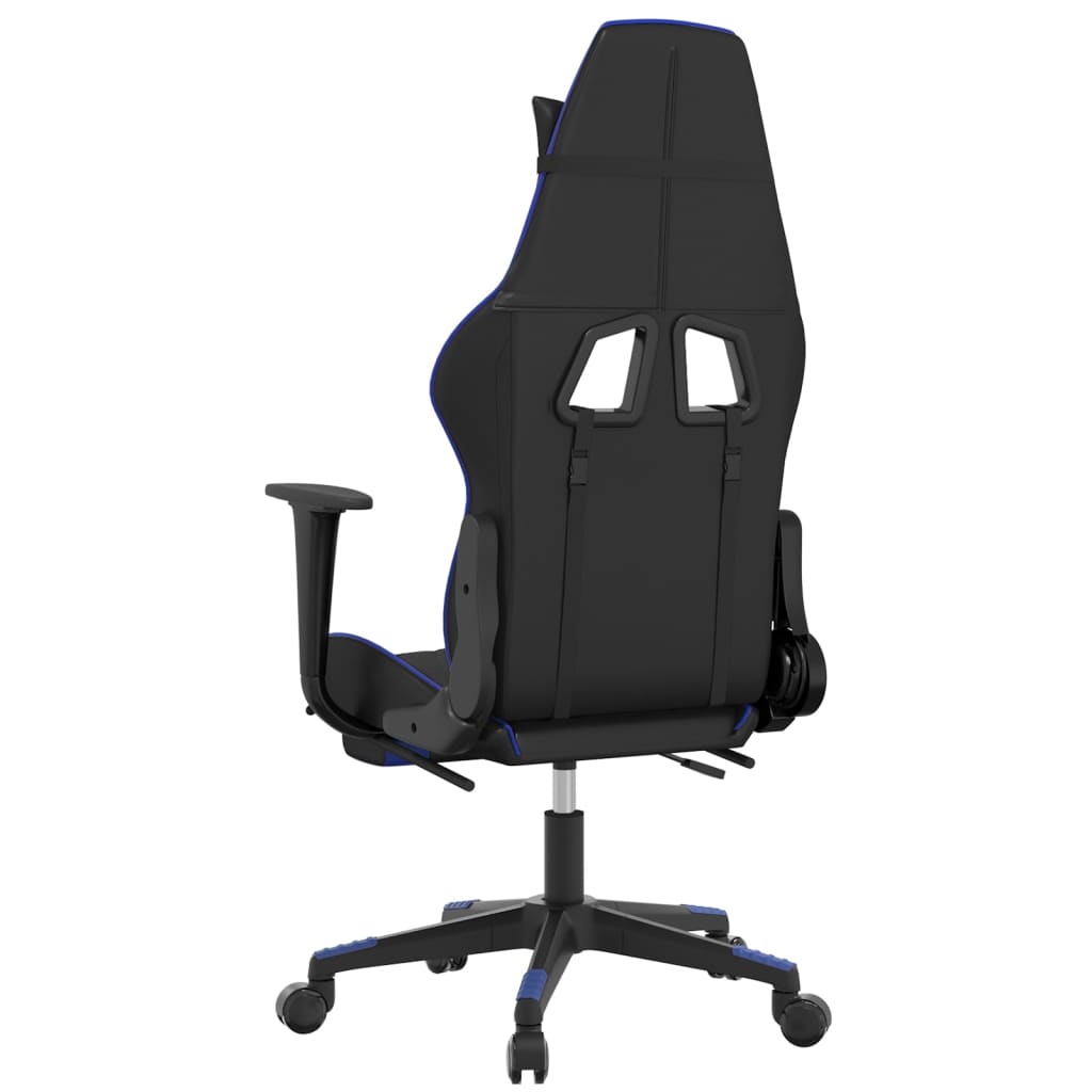 Massage gamestoel met voetensteun kunstleer zwart en blauw is nu te koop bij PeponiXL, paradijselijk wonen!
