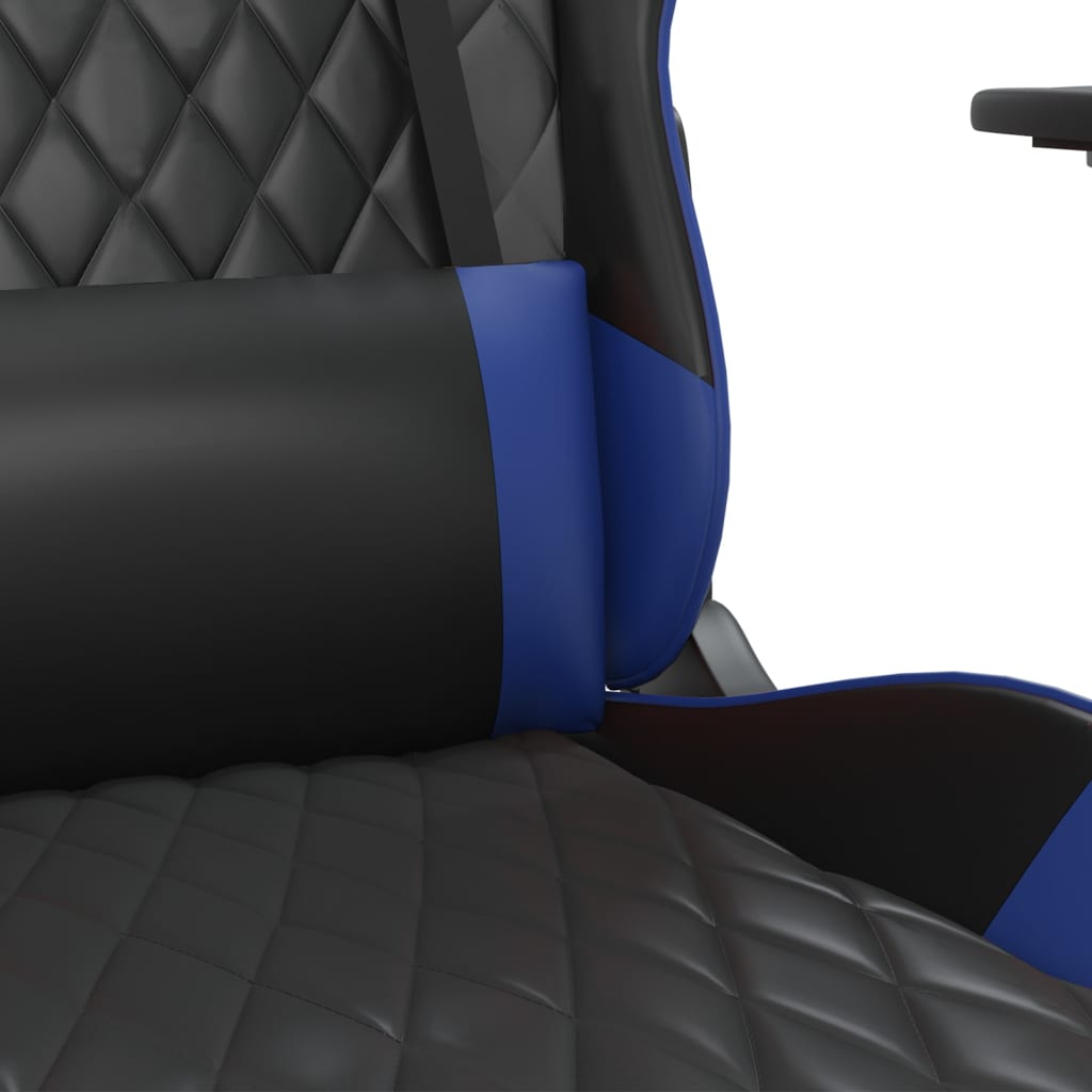 Massage gamestoel met voetensteun kunstleer zwart en blauw is nu te koop bij PeponiXL, paradijselijk wonen!